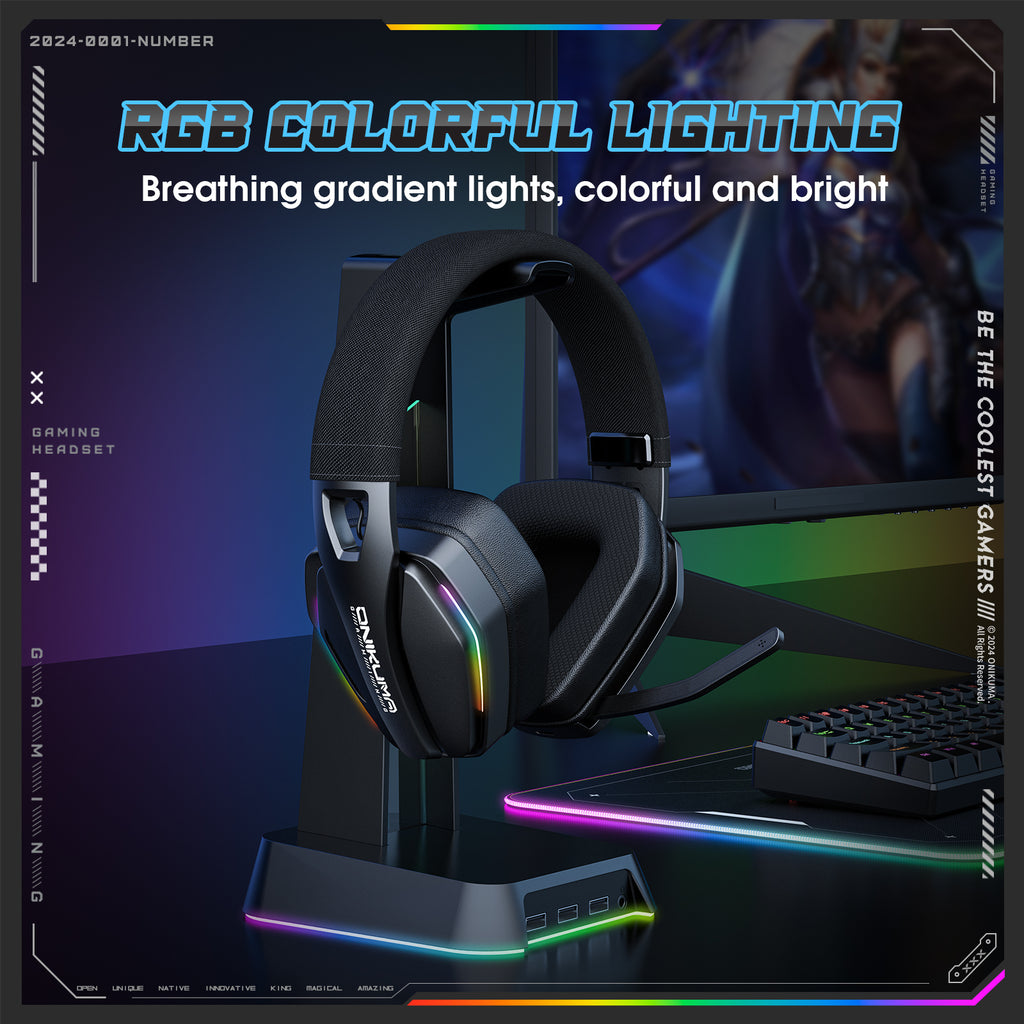 Siivton Wireless Bluetooth Gaming Headset with 2.4G, 60-Hour Playtime, 1000mAh Battery, Microphone for PS5, PS4, Switch, PC, Phone