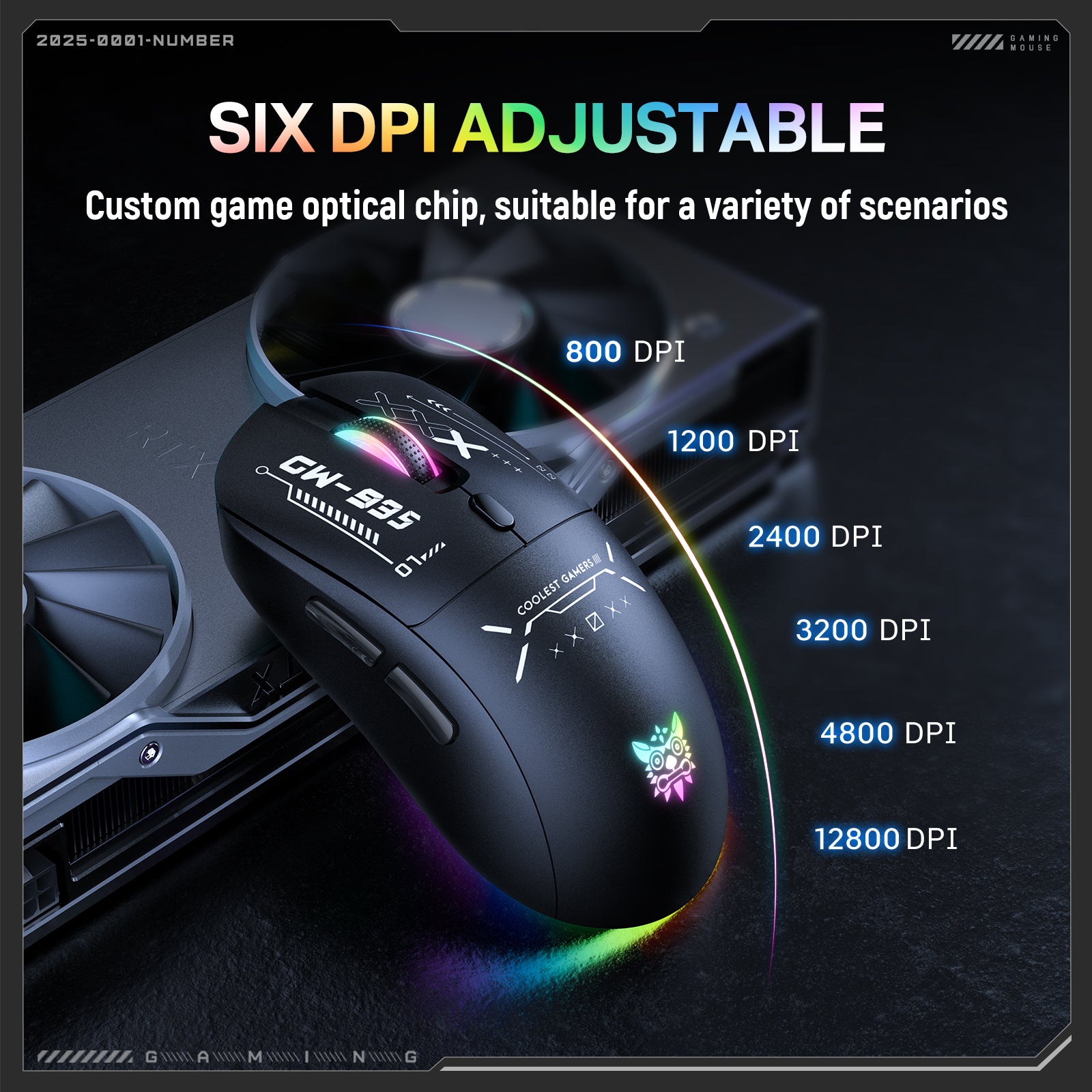 Siivton Wireless Gaming Mouse, 2.4G/Bluetooth 5.3/Wired, 12800 DPI Adjustable, 8 Programmable Buttons, 500mAh Battery, RGB Lighting for PC, Laptop, Mac, PS4/PS5