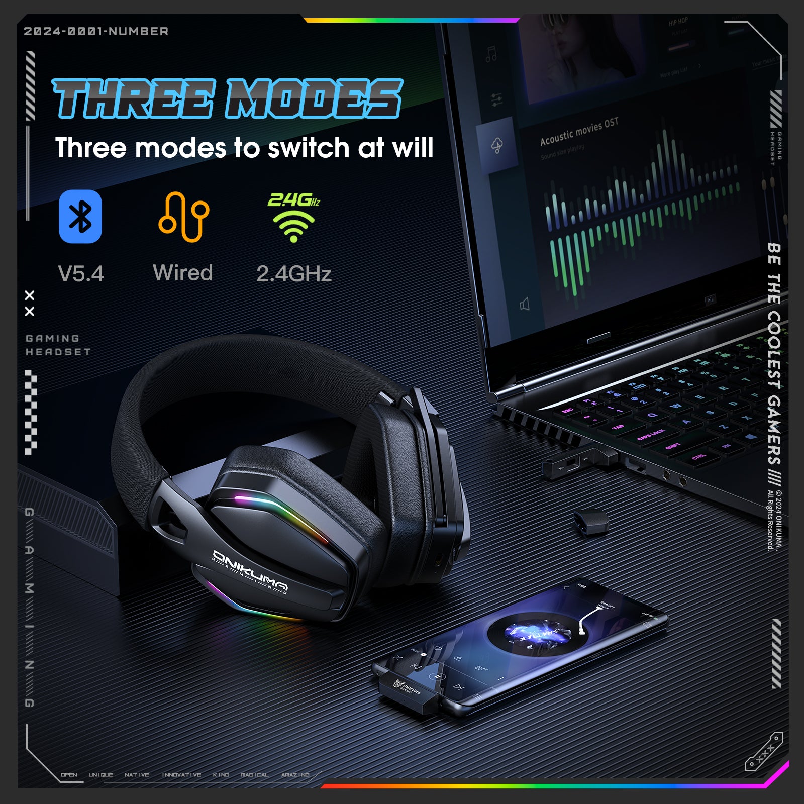 Siivton Wireless Bluetooth Gaming Headset with 2.4G, 60-Hour Playtime, 1000mAh Battery, Microphone for PS5, PS4, Switch, PC, Phone