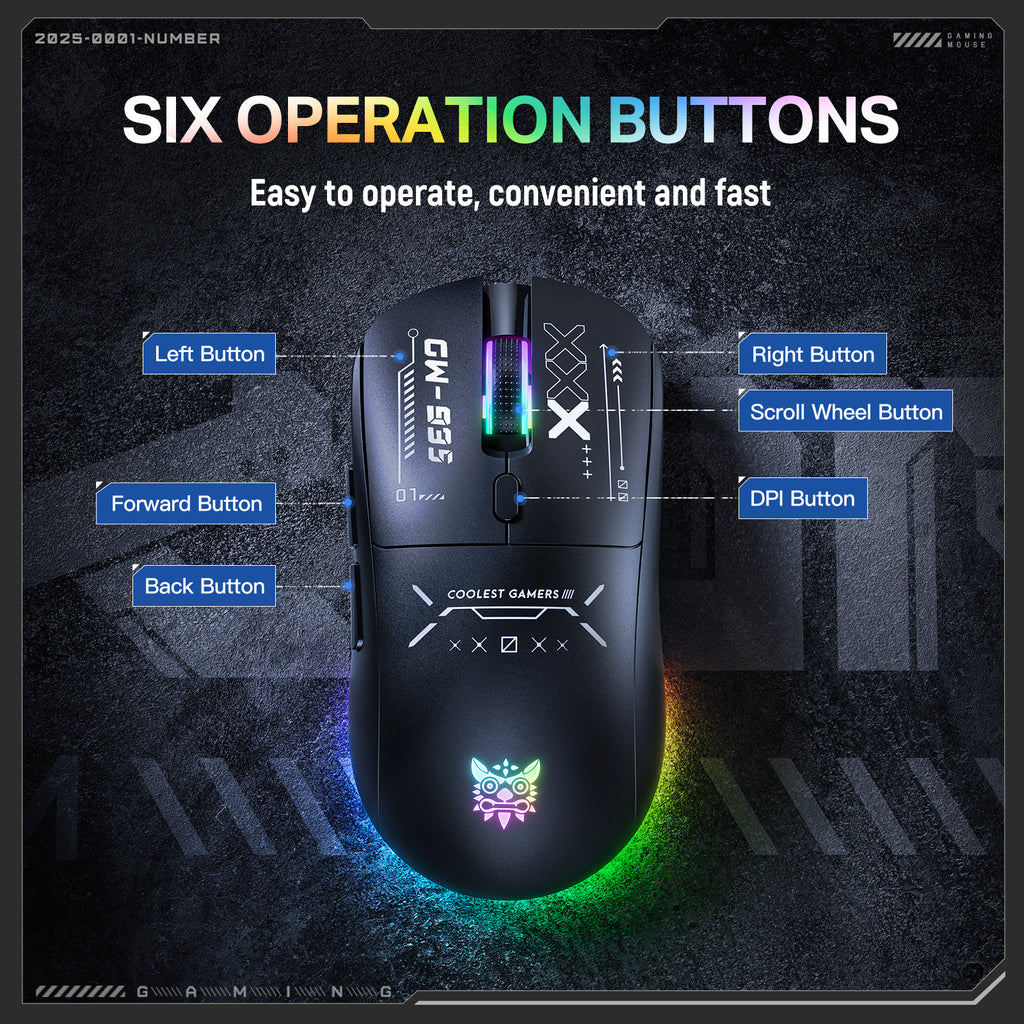 Siivton Wireless Gaming Mouse, 2.4G/Bluetooth 5.3/Wired, 12800 DPI Adjustable, 8 Programmable Buttons, 500mAh Battery, RGB Lighting for PC, Laptop, Mac, PS4/PS5