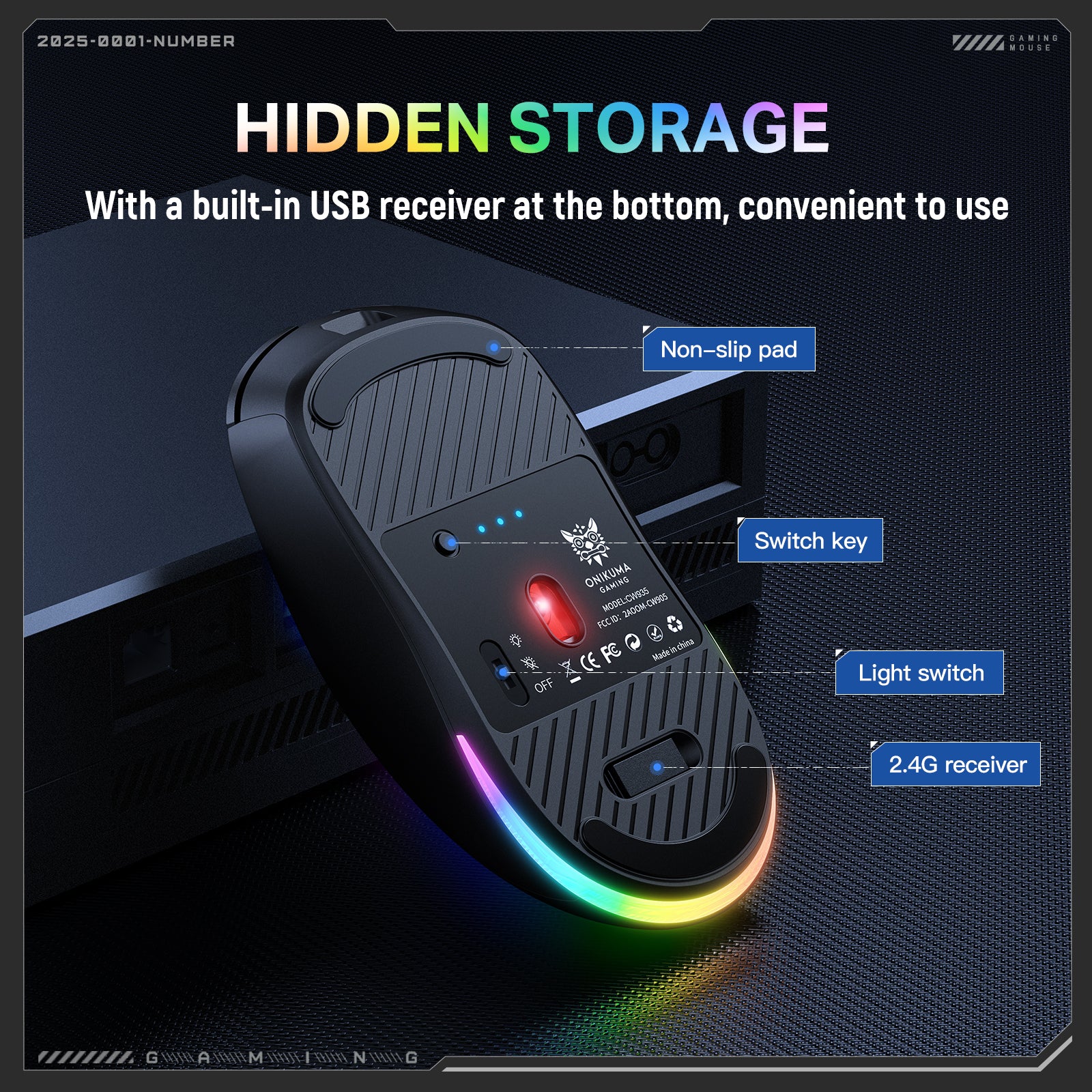 Siivton Wireless Gaming Mouse, 2.4G/Bluetooth 5.3/Wired, 12800 DPI Adjustable, 8 Programmable Buttons, 500mAh Battery, RGB Lighting for PC, Laptop, Mac, PS4/PS5
