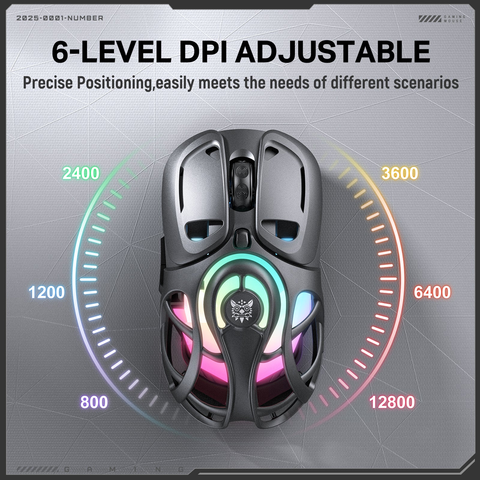 Siivton Wireless Gaming Mouse,2.4GHz and Bluetooth, 12800 DPI, 6 RGB Light Modes, 1000Hz Polling Rate, Compatible with Windows/Mac, Gray