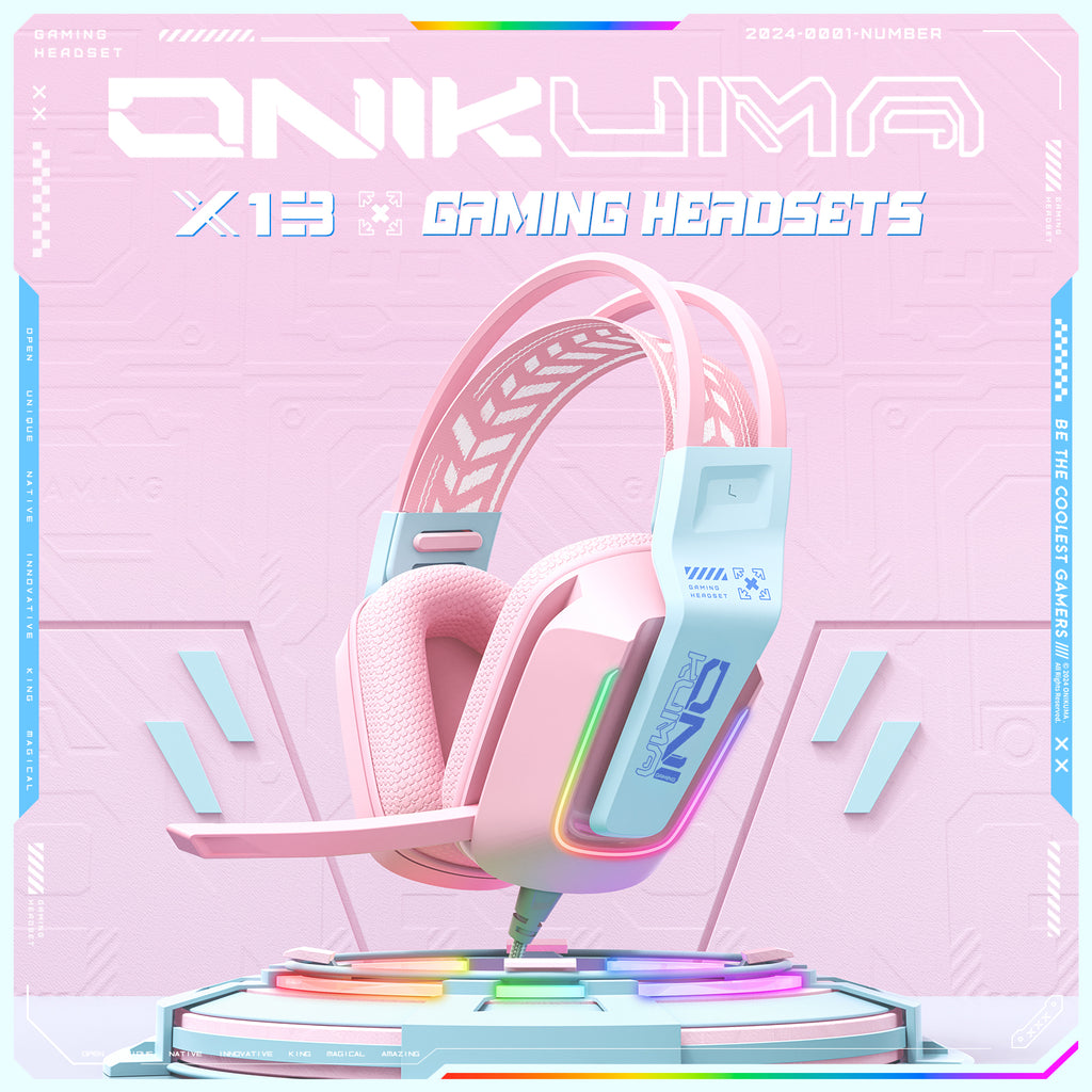 Siivton Wired Gaming Headset with Mic for Xbox, PS4, PS5, PC, Mobile,3.5mm Over-Ear Headphones with Noise-Canceling Microphone, 7.1 Surround Sound Headphone with LED Light, Pink