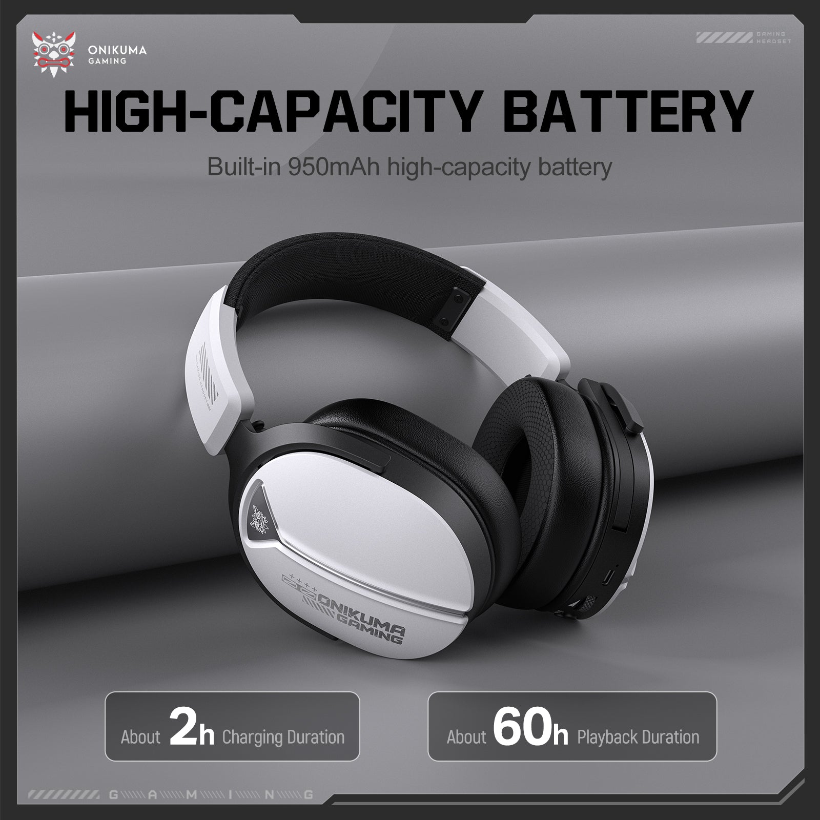 Siivton Wireless Gaming Headset with 60H Playtime, Bluetooth 5.4 & 2.4G Dual Mode, 950mAh Battery, Noise-Canceling Mic for PC,PS4,PS5,Switch,Mobile