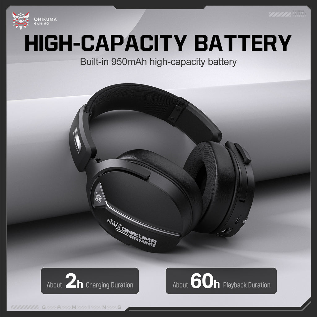 Siivton Wireless Gaming Headset with 60H Playtime, Bluetooth 5.4 & 2.4G Dual Mode, 950mAh Battery, Noise-Canceling Mic for PC,PS4,PS5,Switch,Mobile