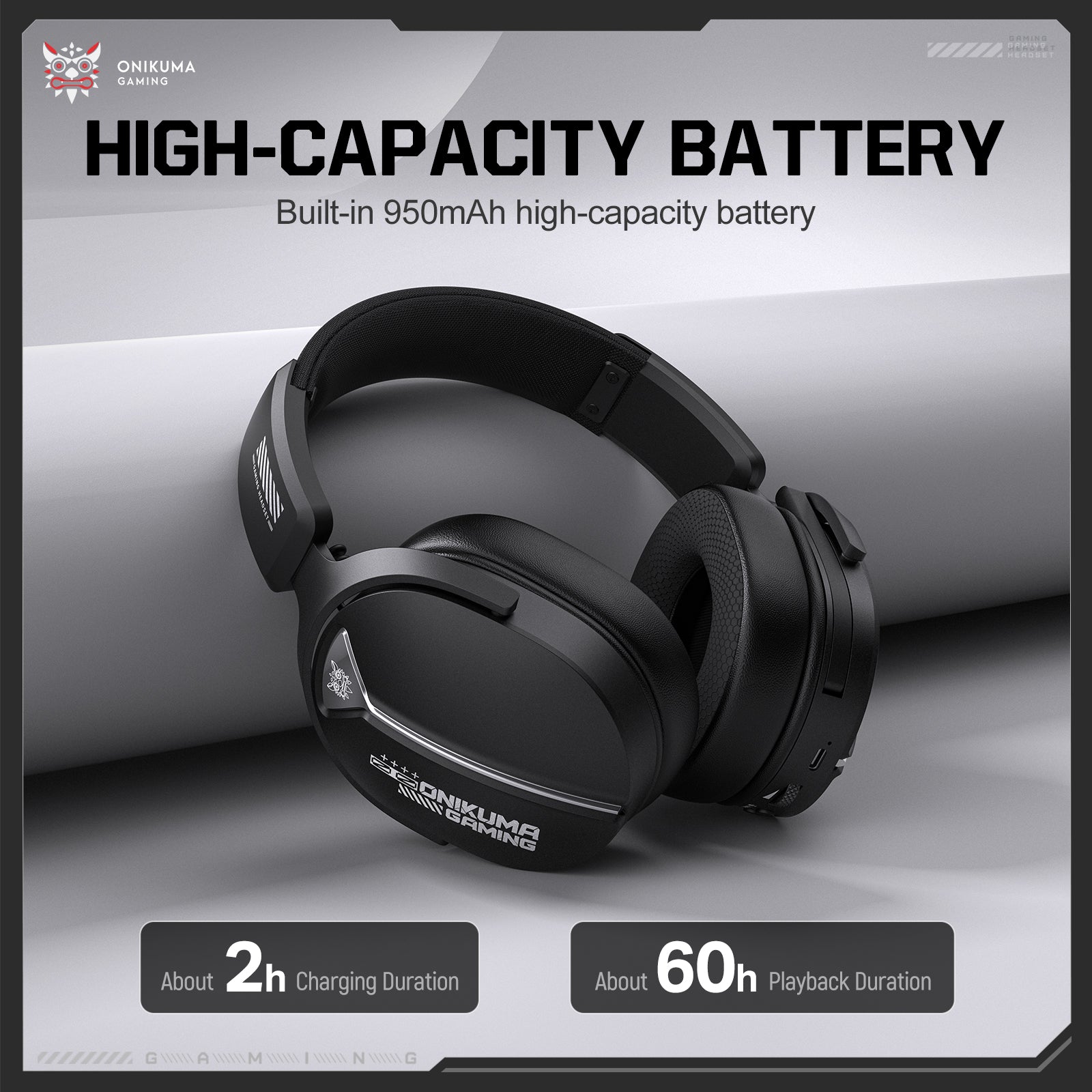Siivton Wireless Gaming Headset with 60H Playtime, Bluetooth 5.4 & 2.4G Dual Mode, 950mAh Battery, Noise-Canceling Mic for PC,PS4,PS5,Switch,Mobile