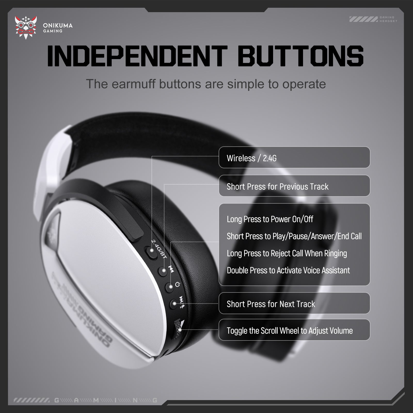 Siivton Wireless Gaming Headset with 60H Playtime, Bluetooth 5.4 & 2.4G Dual Mode, 950mAh Battery, Noise-Canceling Mic for PC,PS4,PS5,Switch,Mobile