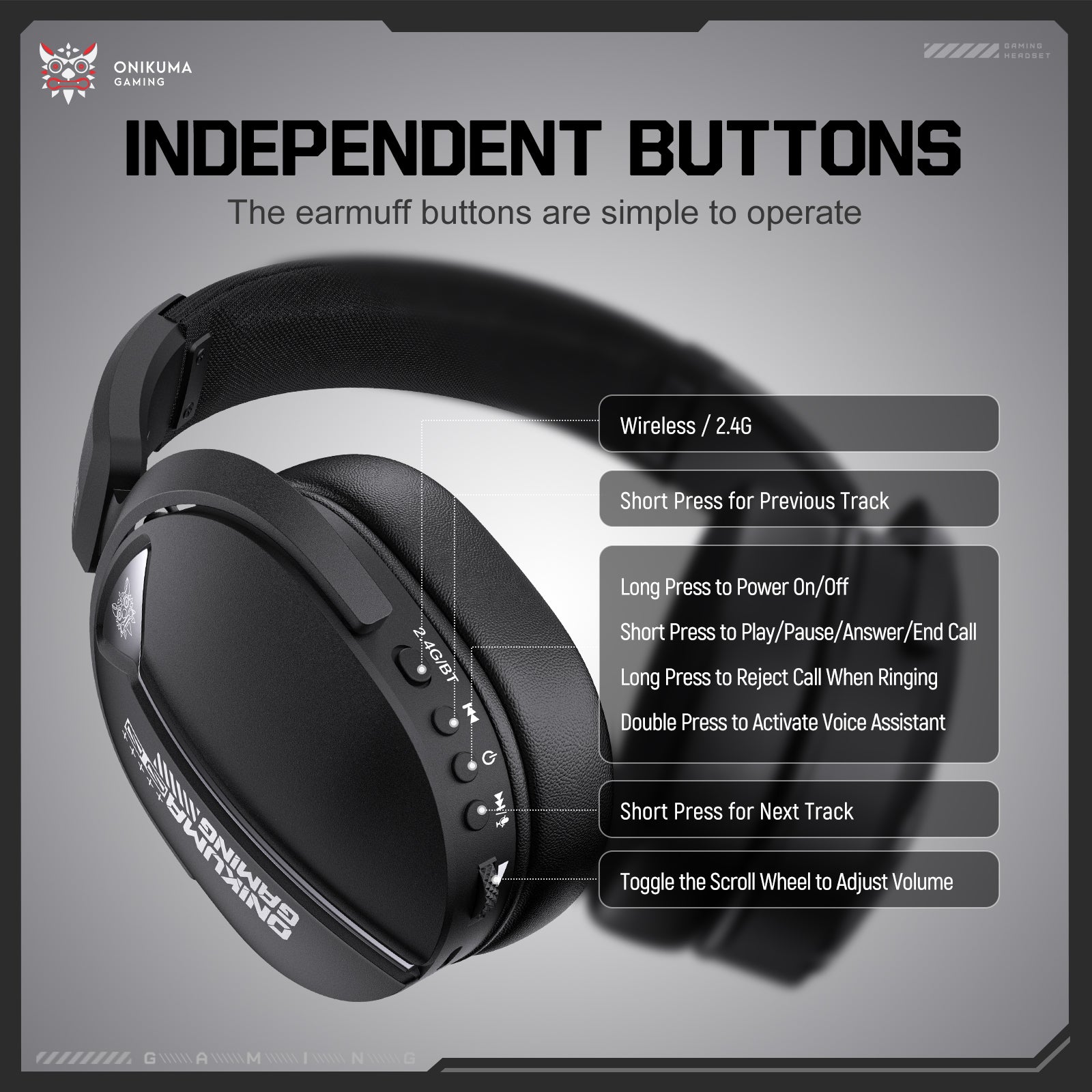 Siivton Wireless Gaming Headset with 60H Playtime, Bluetooth 5.4 & 2.4G Dual Mode, 950mAh Battery, Noise-Canceling Mic for PC,PS4,PS5,Switch,Mobile