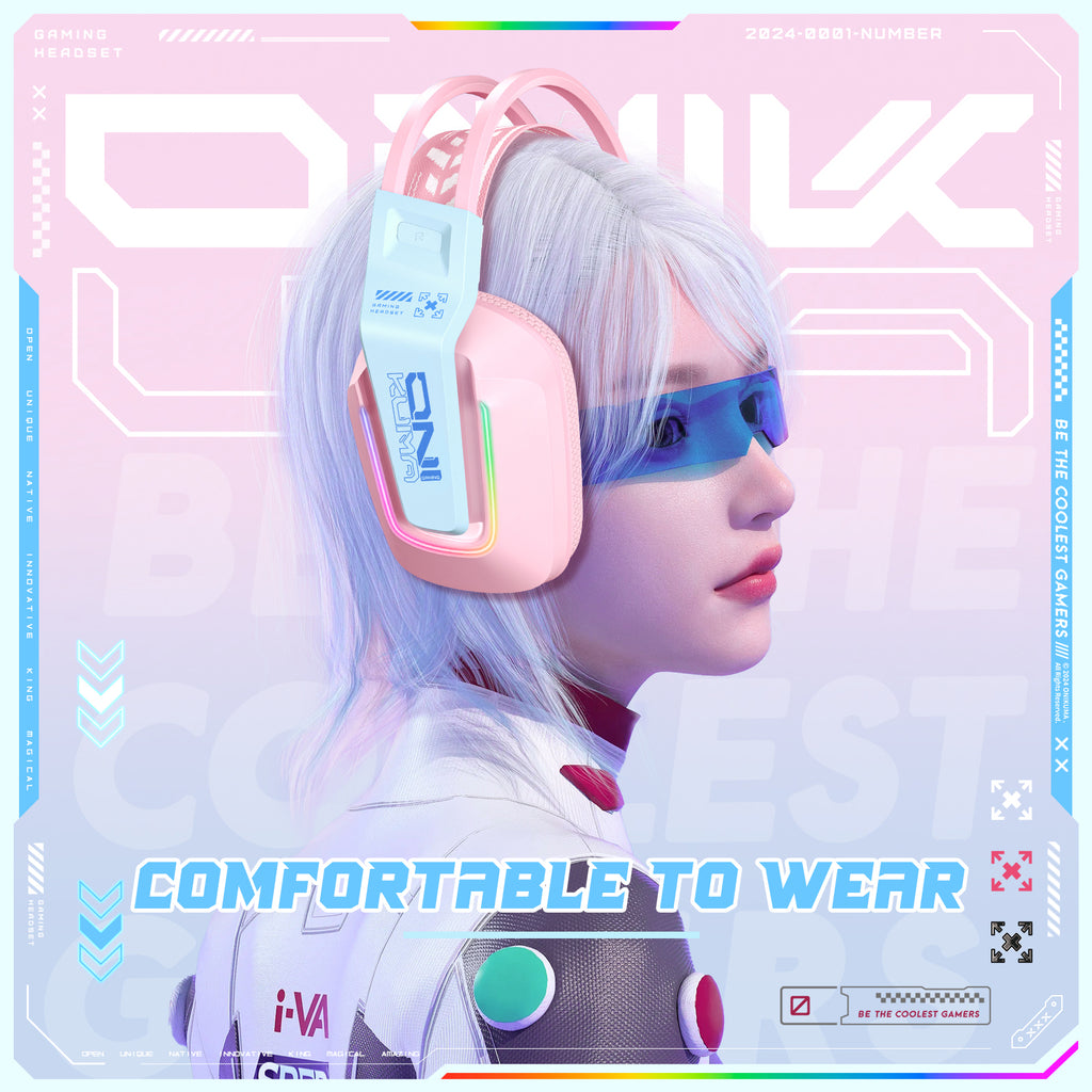 Siivton Wired Gaming Headset with Mic for Xbox, PS4, PS5, PC, Mobile,3.5mm Over-Ear Headphones with Noise-Canceling Microphone, 7.1 Surround Sound Headphone with LED Light, Pink