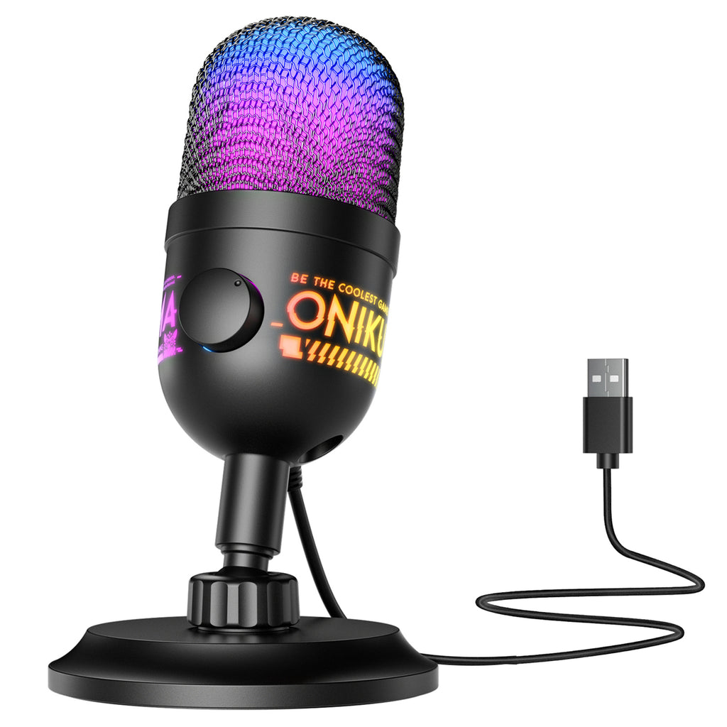 Siivton Gaming USB Microphone for PC, PS5/PS4, Laptop,Mac, Computer Condenser Mic with RGB Lighting,USB Plug and Play, LED Mute Button, for Streaming, Podcast, Studio Recording
