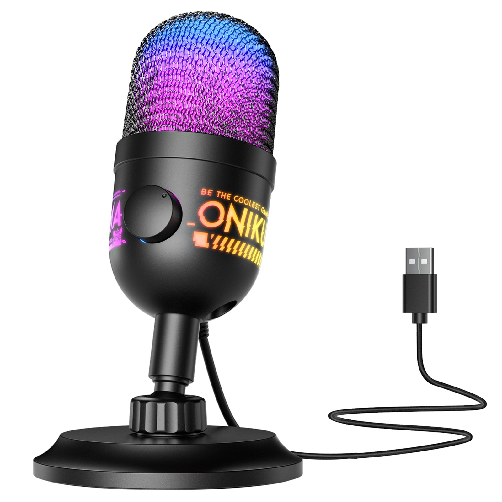 Siivton Gaming USB Microphone for PC, PS5/PS4, Laptop,Mac, Computer Condenser Mic with RGB Lighting,USB Plug and Play, LED Mute Button, for Streaming, Podcast, Studio Recording