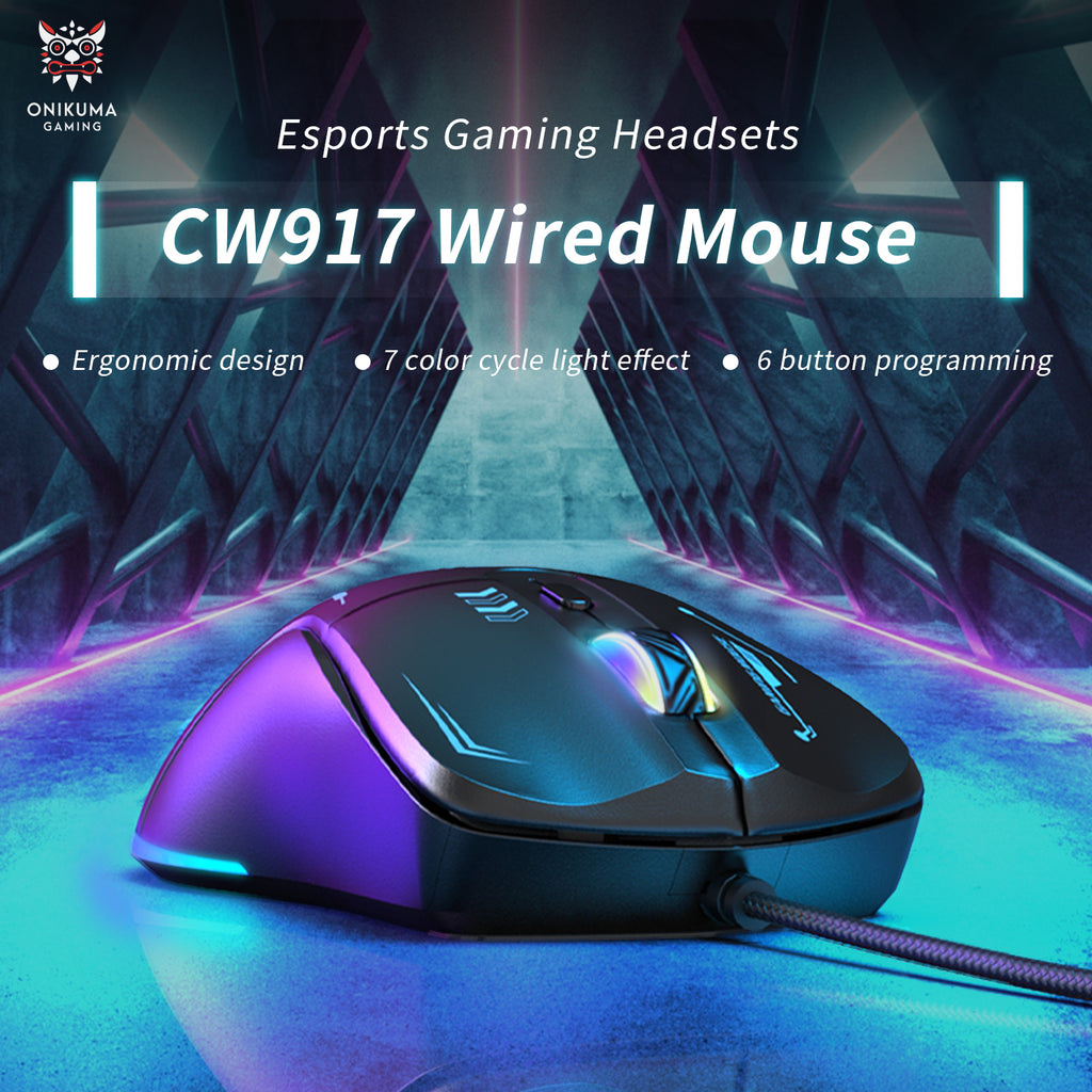 Siivton Wired Gaming Mouse, USB Computer Mouse Adjustable DPI, 7-Color LED Breathing Light, Ergonomic Design with 6 Programmable Buttons, for for PC, Laptop, Windows, Mac, Vista, Linux, Gamer (Black)