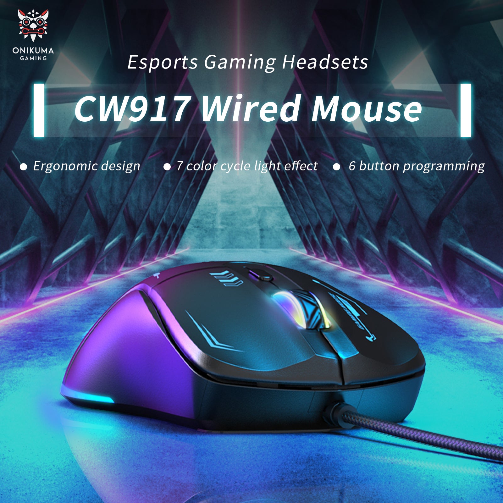 Siivton Wired Gaming Mouse, USB Computer Mouse Adjustable DPI, 7-Color LED Breathing Light, Ergonomic Design with 6 Programmable Buttons, for for PC, Laptop, Windows, Mac, Vista, Linux, Gamer (Black)