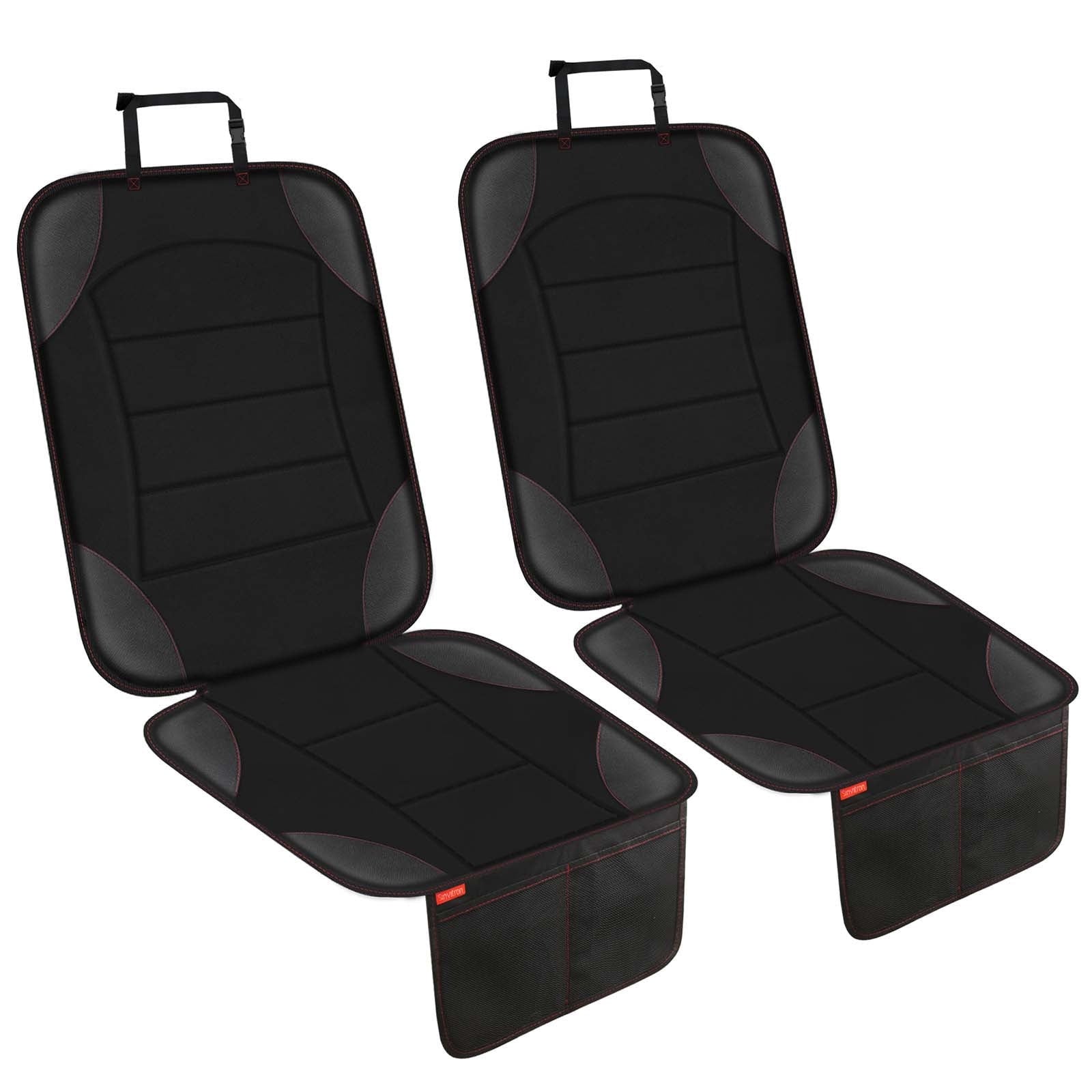 Siivton Car Seat Protector for Child Car Seat - Waterproof Non-Slip Leather Mat with 2 Mesh Pockets, Universal Seat Cover for Baby, Pets & Vehicles(2-Pack,Black)