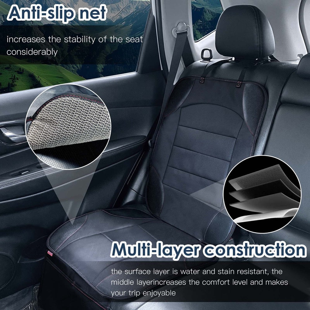 Siivton Car Seat Protector for Child Car Seat - Waterproof Non-Slip Leather Mat with 2 Mesh Pockets, Universal Seat Cover for Baby, Pets & Vehicles(2-Pack,Black)