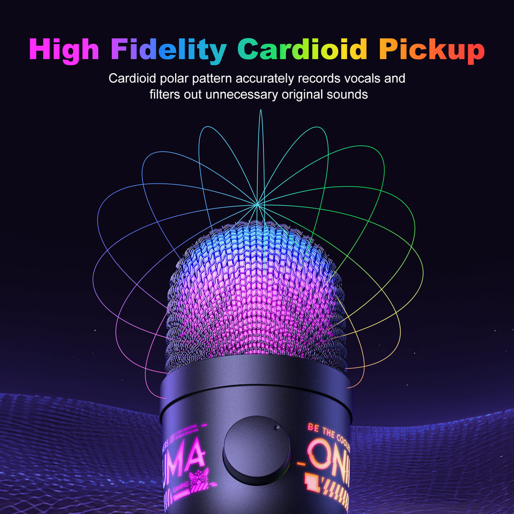 Siivton Gaming USB Microphone for PC, PS5/PS4, Laptop,Mac, Computer Condenser Mic with RGB Lighting,USB Plug and Play, LED Mute Button, for Streaming, Podcast, Studio Recording