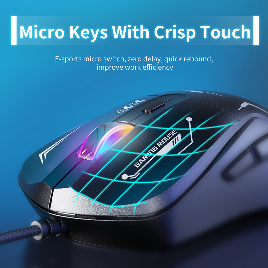 Siivton Wired Gaming Mouse, USB Computer Mouse Adjustable DPI, 7-Color LED Breathing Light, Ergonomic Design with 6 Programmable Buttons, for for PC, Laptop, Windows, Mac, Vista, Linux, Gamer (Black)