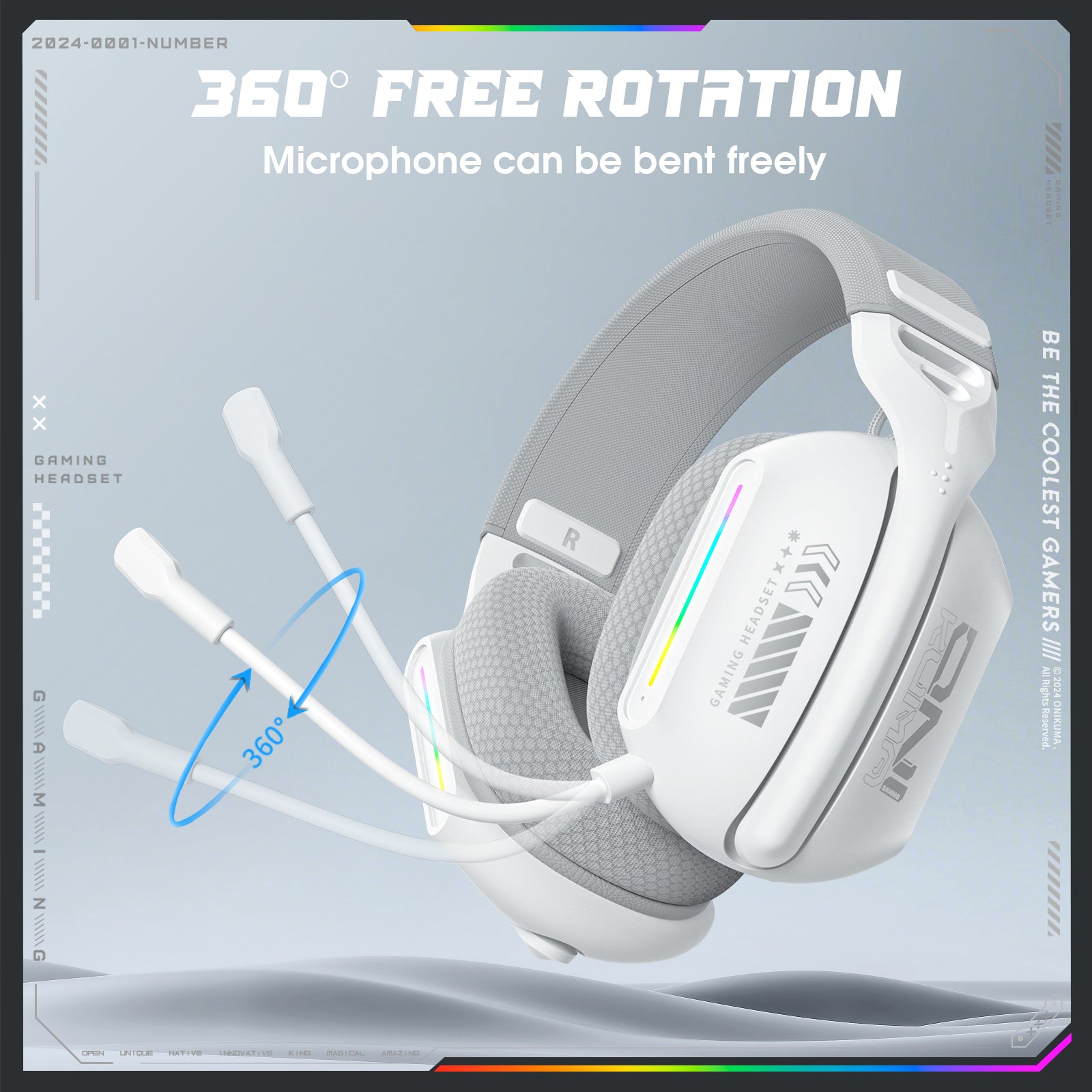 Siivton Wireless Gaming Headset for PS4/PS5/Xbox/Switch/PC, Bluetooth Over Ear Headphones with ENC Noise Cancelling Mic,7.1 Stereo Surround Sou, 60H Battery Gaming Headphone(White)