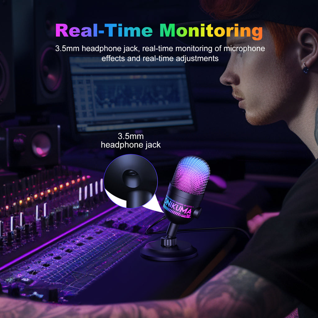 Siivton Gaming USB Microphone for PC, PS5/PS4, Laptop,Mac, Computer Condenser Mic with RGB Lighting,USB Plug and Play, LED Mute Button, for Streaming, Podcast, Studio Recording
