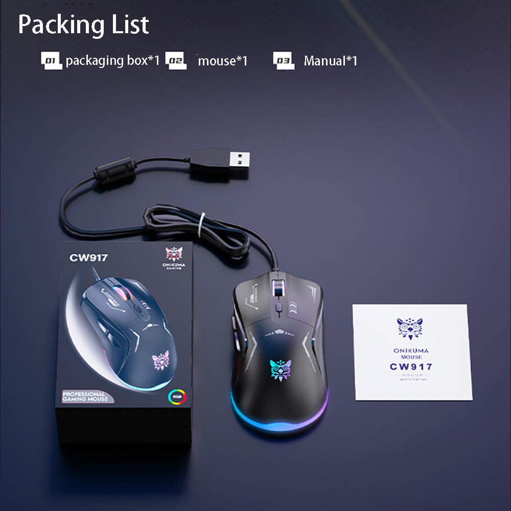 Siivton Wired Gaming Mouse, USB Computer Mouse Adjustable DPI, 7-Color LED Breathing Light, Ergonomic Design with 6 Programmable Buttons, for for PC, Laptop, Windows, Mac, Vista, Linux, Gamer (Black)