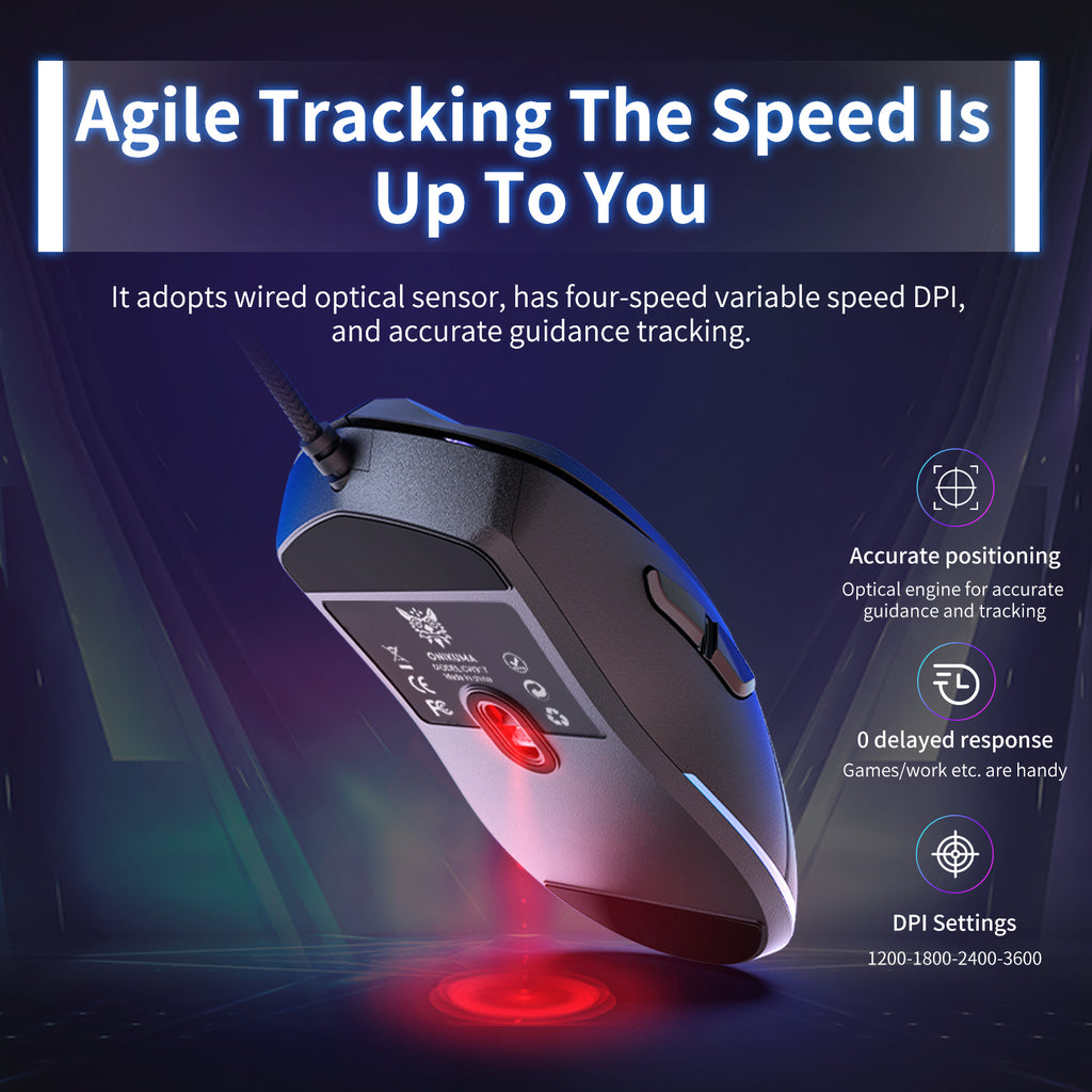 Siivton Wired Gaming Mouse, USB Computer Mouse Adjustable DPI, 7-Color LED Breathing Light, Ergonomic Design with 6 Programmable Buttons, for for PC, Laptop, Windows, Mac, Vista, Linux, Gamer (Black)