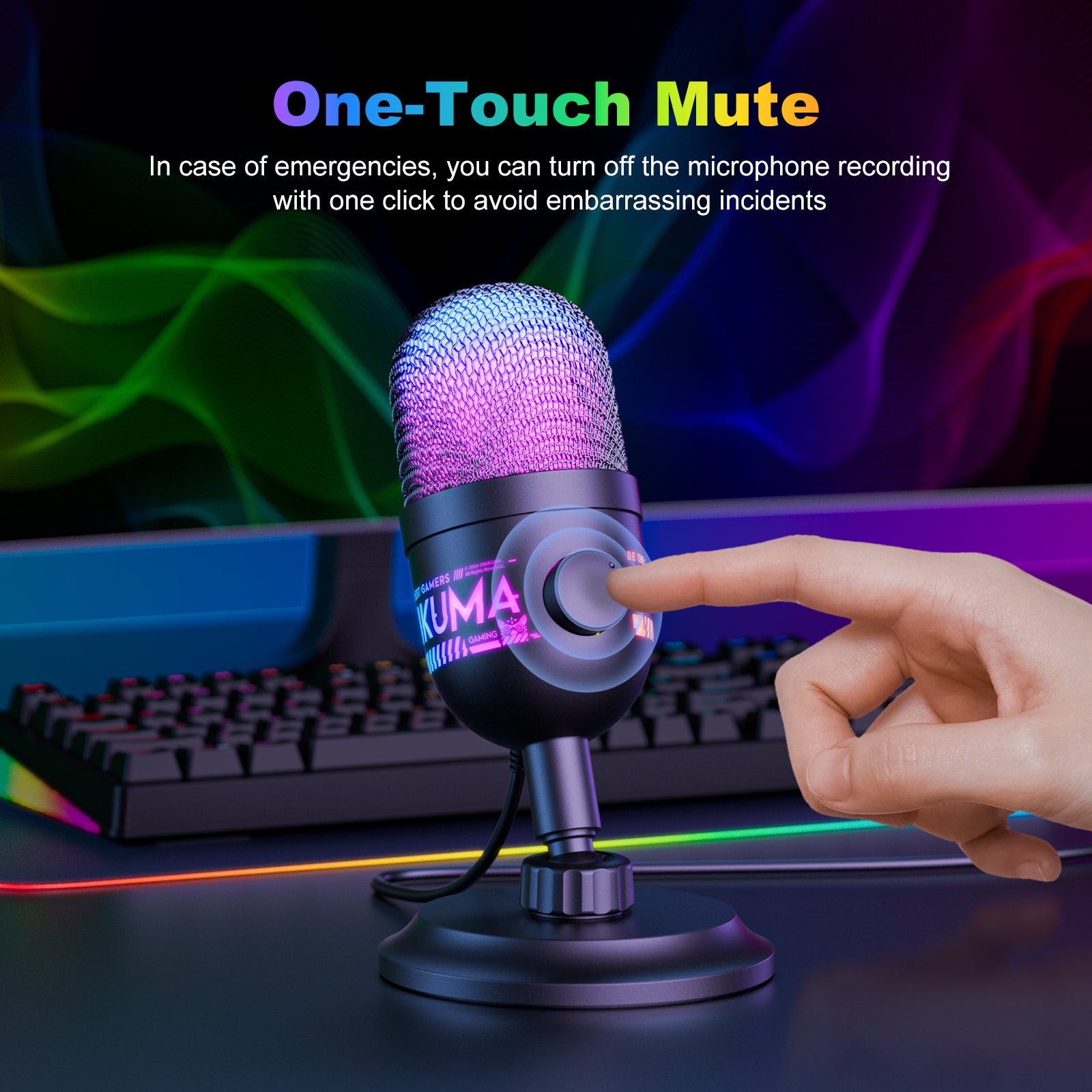 Siivton Gaming USB Microphone for PC, PS5/PS4, Laptop,Mac, Computer Condenser Mic with RGB Lighting,USB Plug and Play, LED Mute Button, for Streaming, Podcast, Studio Recording