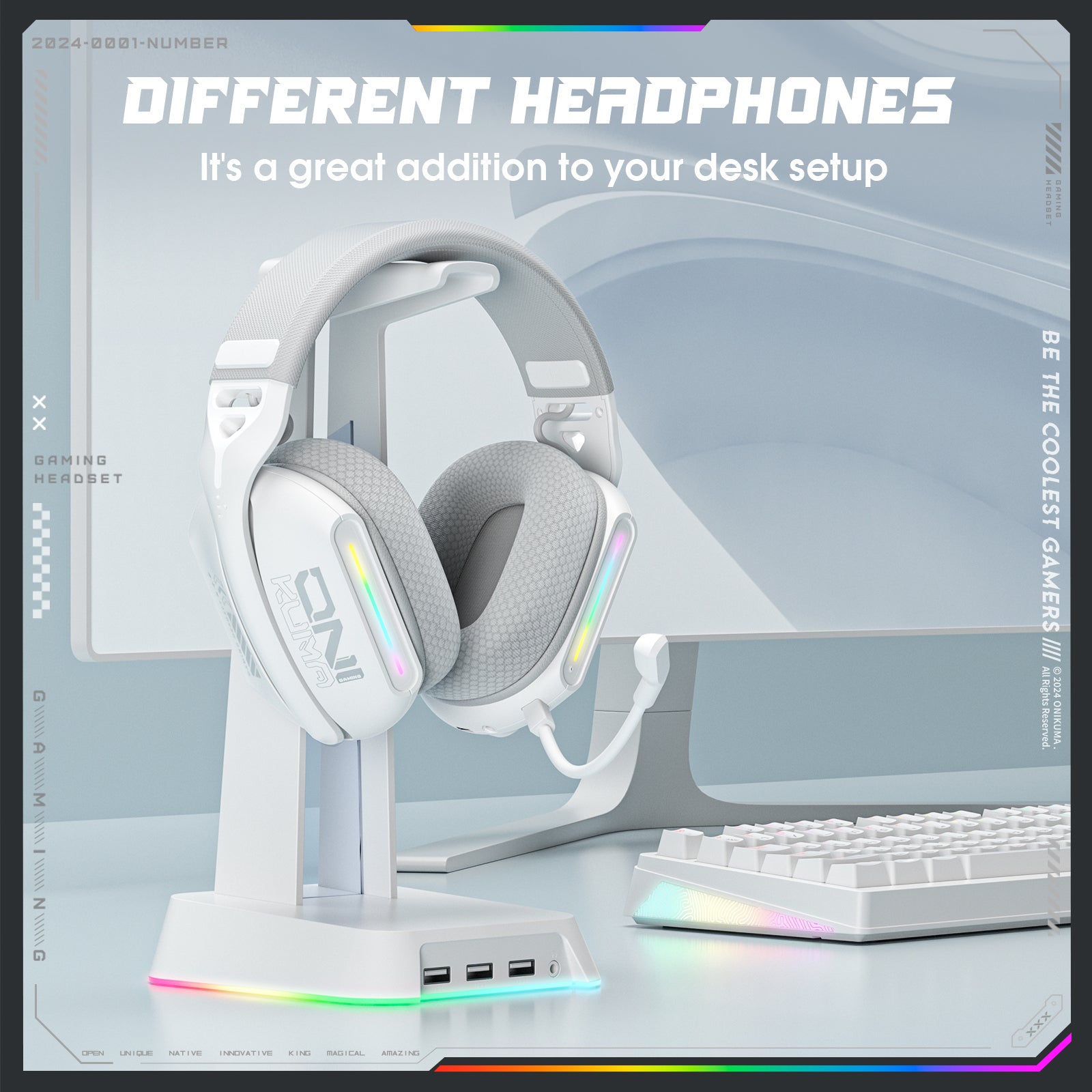 Siivton Wireless Gaming Headset for PS4/PS5/Xbox/Switch/PC, Bluetooth Over Ear Headphones with ENC Noise Cancelling Mic,7.1 Stereo Surround Sou, 60H Battery Gaming Headphone(White)