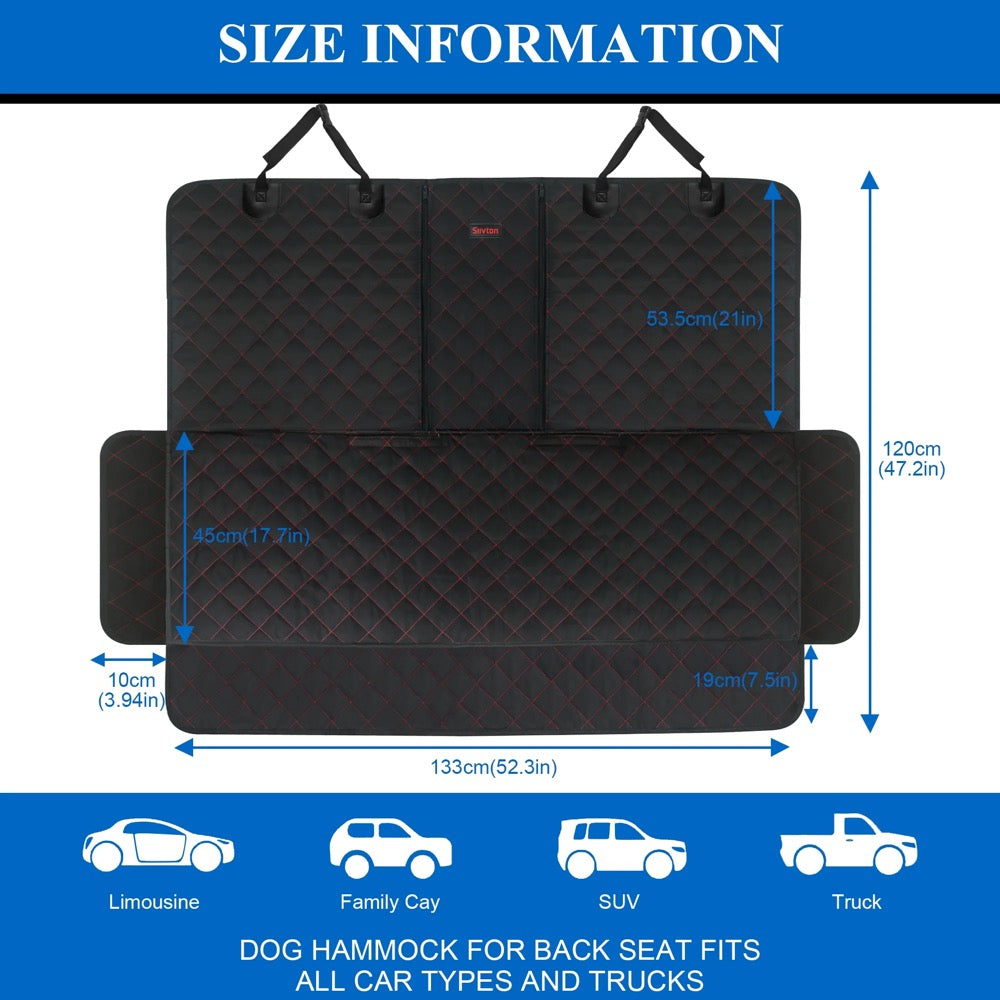 Siivton Dog Car Seat Covers for Back Seat Waterproof Bench Seat Cover Protector Nonslip Durable Soft Pet Back Seat Covers for Car, Truck, & SUV (Black)
