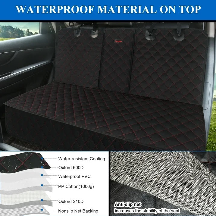 Siivton Dog Car Seat Covers for Back Seat Waterproof Bench Seat Cover Protector Nonslip Durable Soft Pet Back Seat Covers for Car, Truck, & SUV (Black)