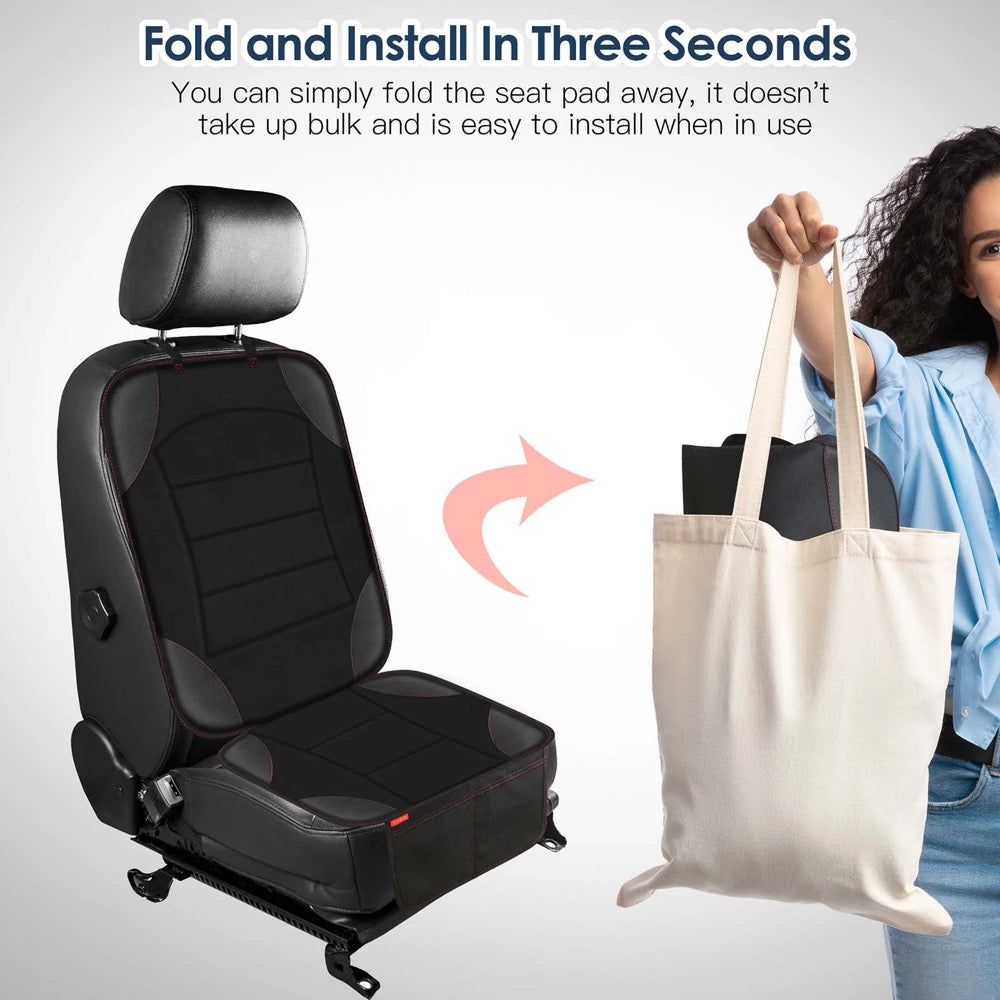 Siivton Car Seat Protector for Child Car Seat - Waterproof Non-Slip Leather Mat with 2 Mesh Pockets, Universal Seat Cover for Baby, Pets & Vehicles(2-Pack,Black)