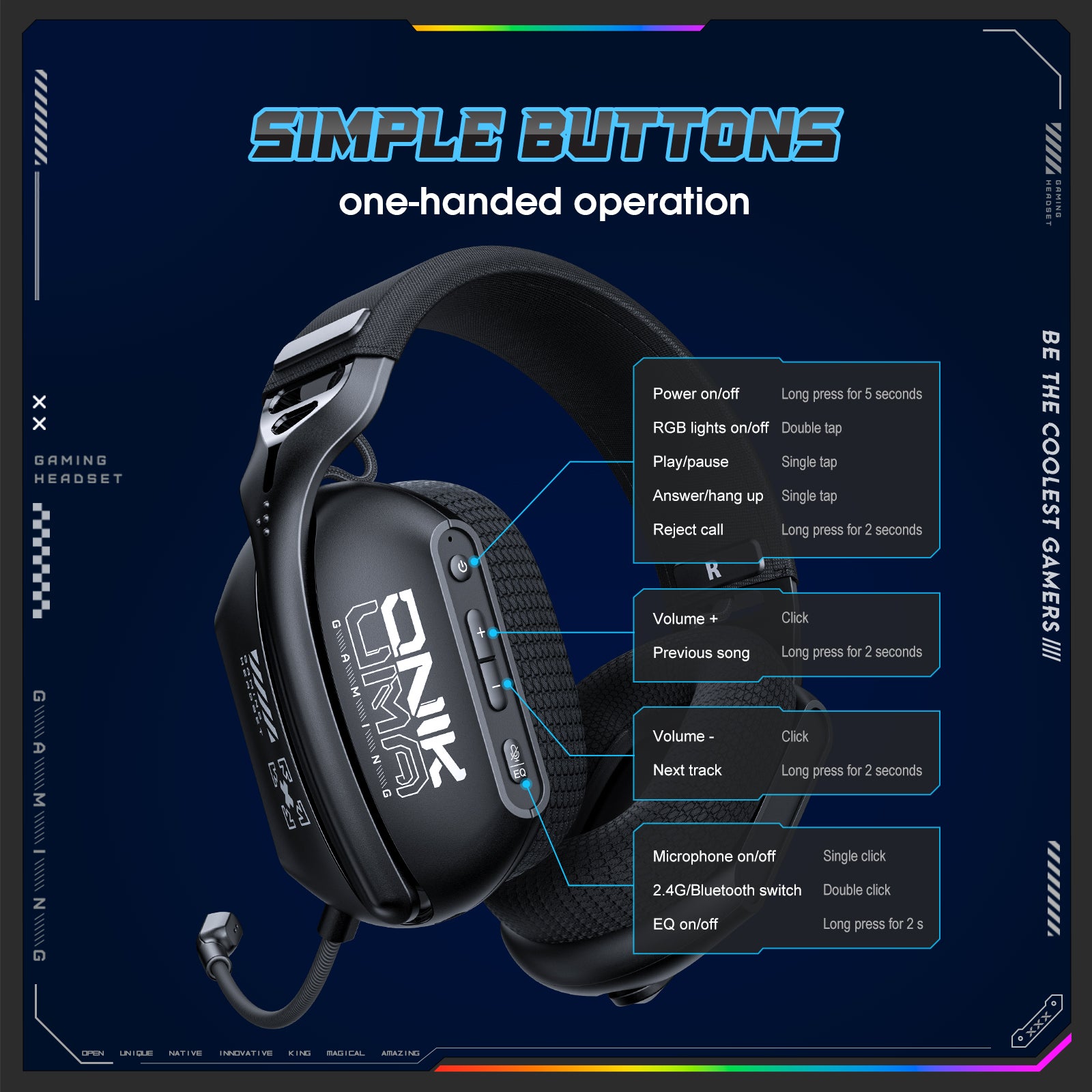 Siivton Wireless Gaming Headset for PS4/PS5/Xbox/Switch/PC, Bluetooth Over Ear Headphones with ENC Noise Cancelling Mic,7.1 Stereo Surround Sou, 60H Battery Gaming Headphone