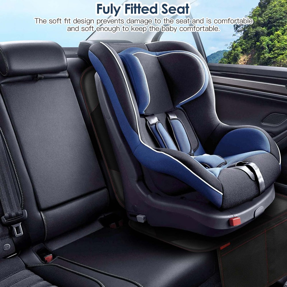 Siivton Car Seat Protector for Child Car Seat - Waterproof Non-Slip Leather Mat with 2 Mesh Pockets, Universal Seat Cover for Baby, Pets & Vehicles(2-Pack,Black)